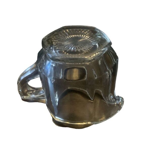 Vintage Heisey Glass Creamer Hexagon Sunburst Base Transparent Classic Style - Picture 10 of 12